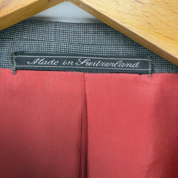 ERMENEGILDO ZEGNA Trofeo Wool 3 Button Front Checked Grey Blazer Jacket Size 50R - Picture 12 of 13